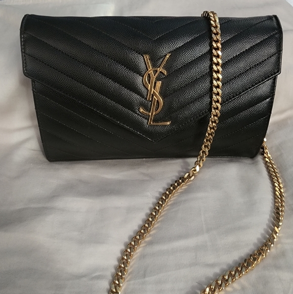 Saint LaurentMonogramme Large Grain de Poudre Wallet on Chain - Picture 6 of 6